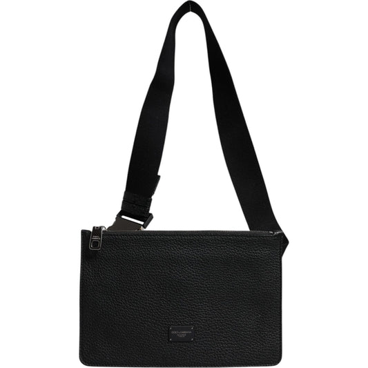Dolce & Gabbana Black Leather Logo Embossed Men Waist Fanny Pack Bag 1728,67345645728,Bags,Bags - Men - Bags,Black,Dolce & Gabbana,Material: Leather,Men,Men - Bags,Preowned / Defect BAG4669