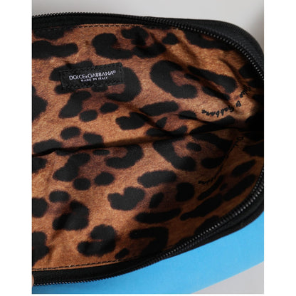 Dolce & Gabbana Blue Nylon DG Logo Print Clutch Zip Pouch Bag