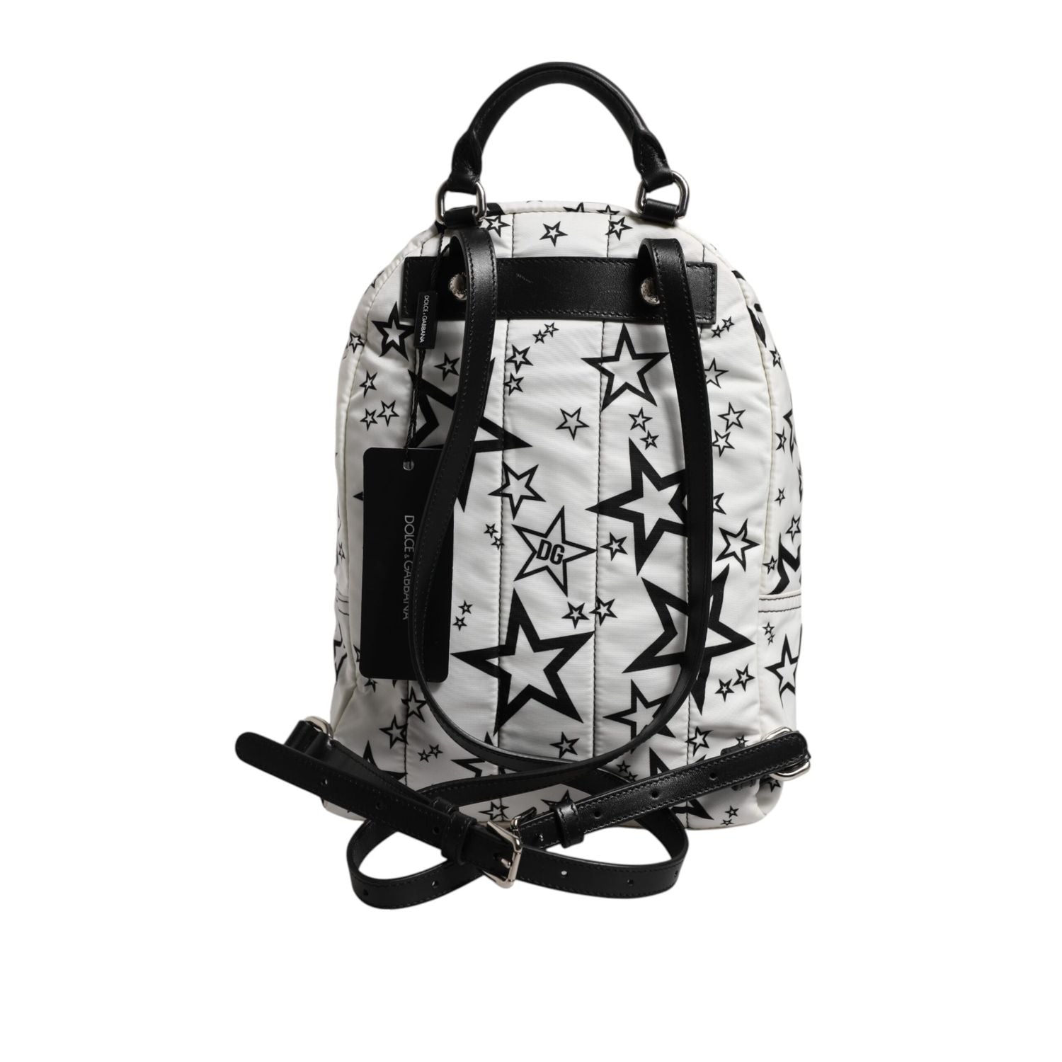Dolce & Gabbana White DG Stars Print Nylon Travel Backpack Bag