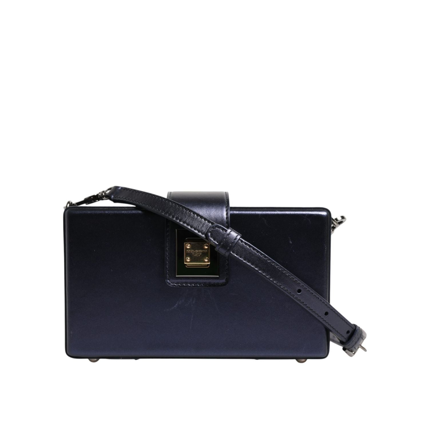 Dolce & Gabbana Blue DG BOX Lambskin Leather Crossbody Strap Bag