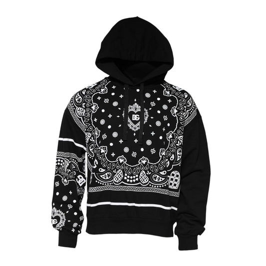 Dolce & Gabbana Black Bandana Hooded Men Sweatshirt Sweater