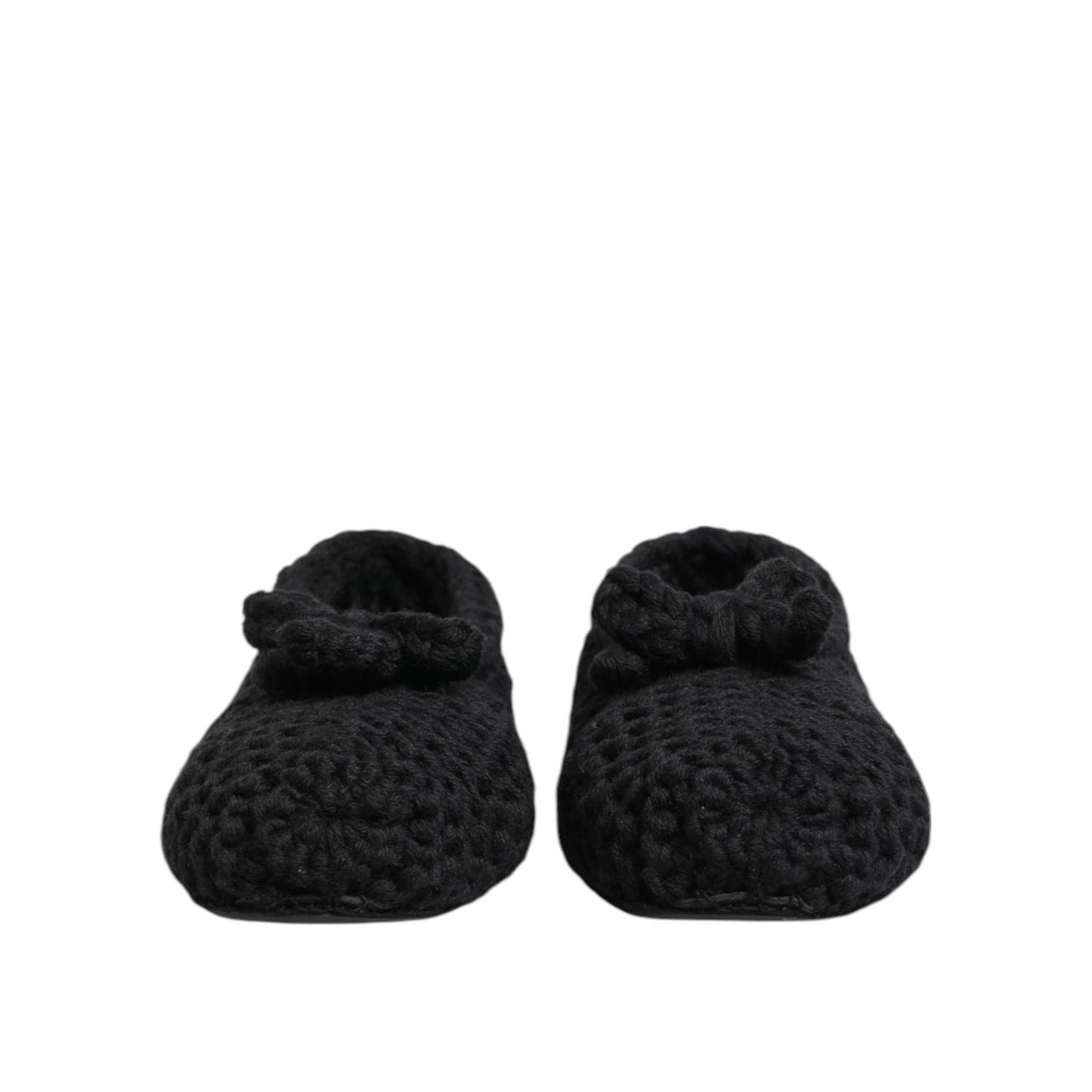 Dolce & Gabbana Black Wool Knit Slip On Ballerina Flats Shoes LA12809-38