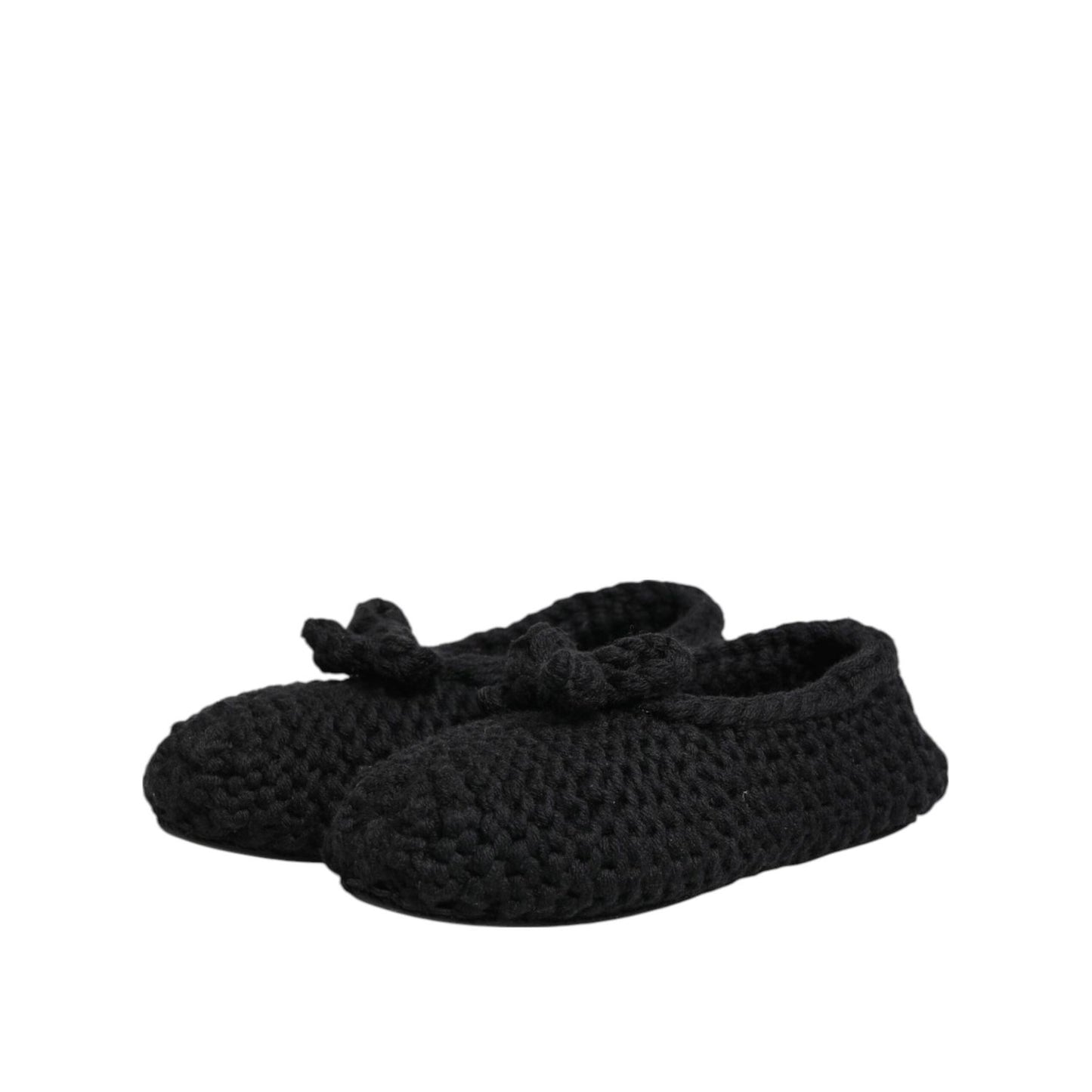 Dolce & Gabbana Black Wool Knit Slip On Ballerina Flats Shoes LA12809-38
