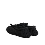 Dolce & Gabbana Black Wool Knit Slip On Ballerina Flats Shoes LA12809-38