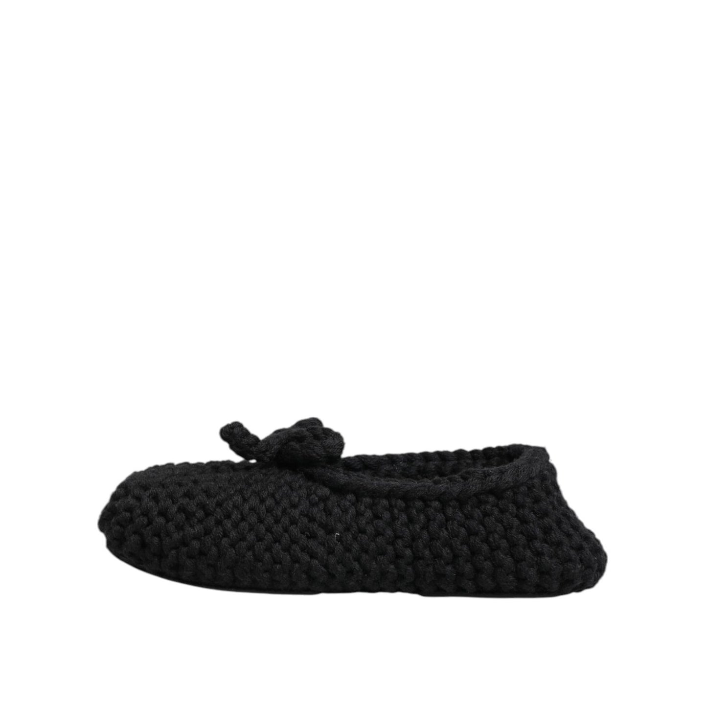 Dolce & Gabbana Black Wool Knit Slip On Ballerina Flats Shoes LA12809-38