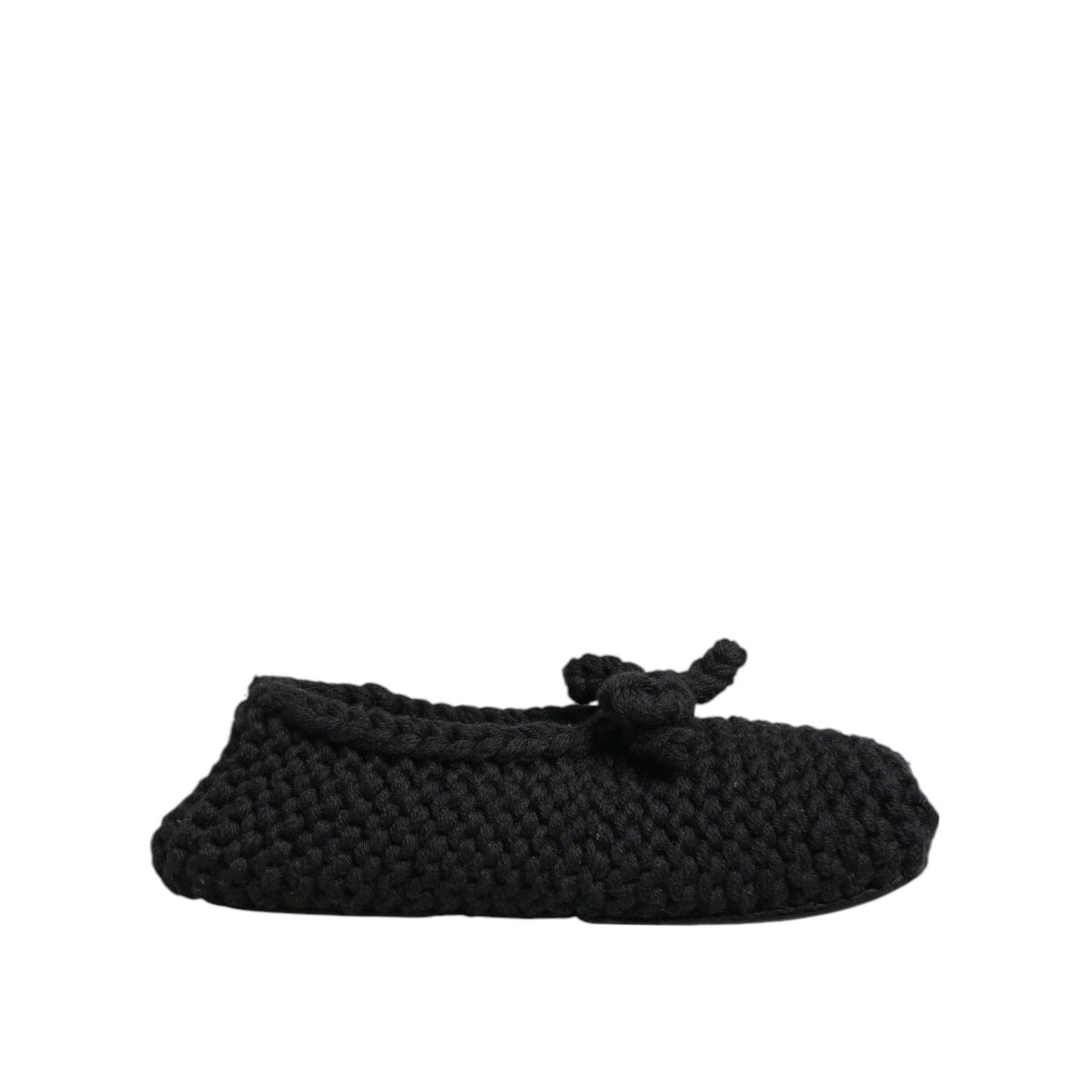 Dolce & Gabbana Black Wool Knit Slip On Ballerina Flats Shoes