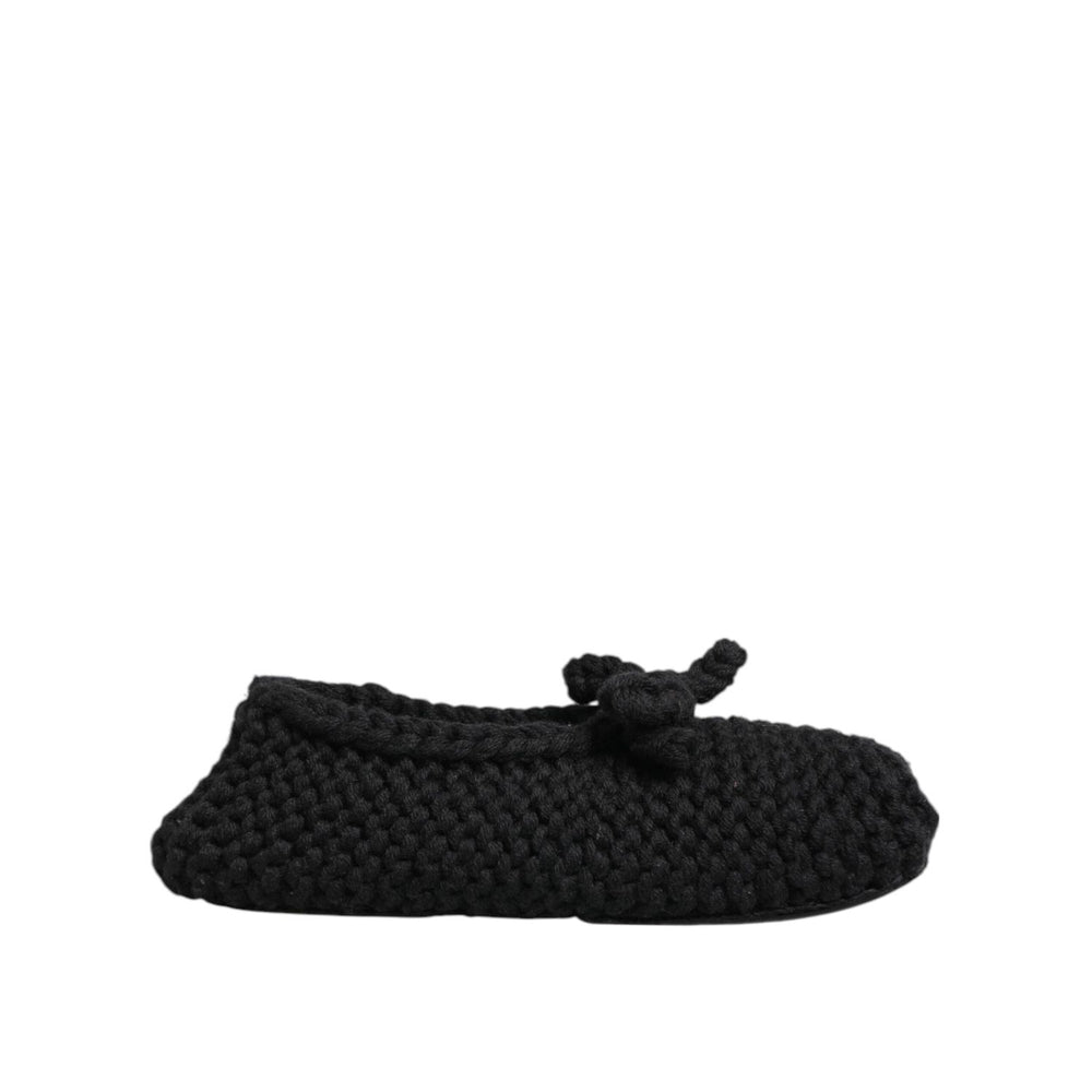 Dolce & Gabbana Black Wool Knit Slip On Ballerina Flats Shoes LA12809-38
