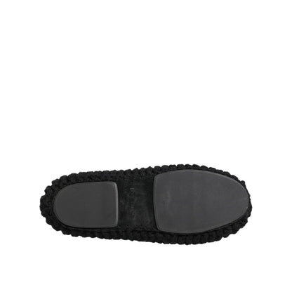 Dolce & Gabbana Black Wool Knit Slip On Ballerina Flats Shoes