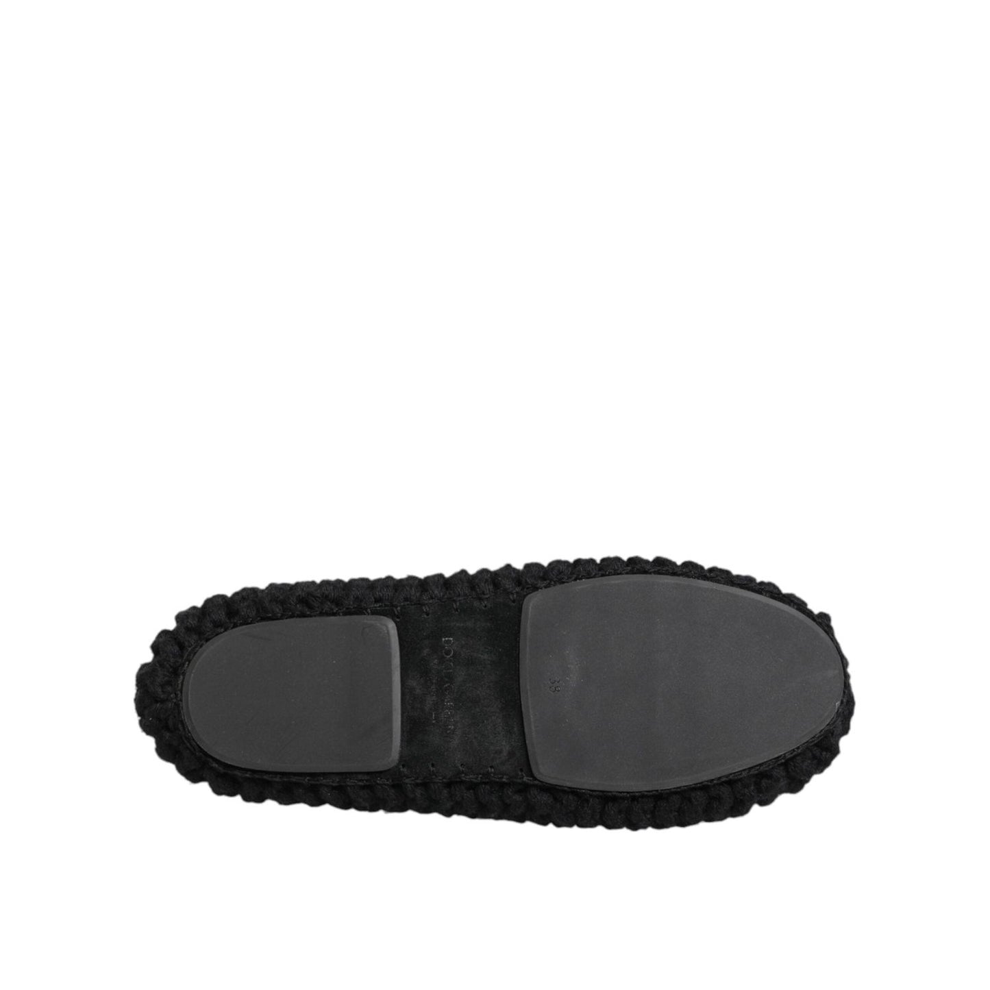 Dolce & Gabbana Black Wool Knit Slip On Ballerina Flats Shoes LA12809-38