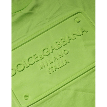 Dolce & Gabbana Green Embossed Logo Cotton Crew Neck T-shirt