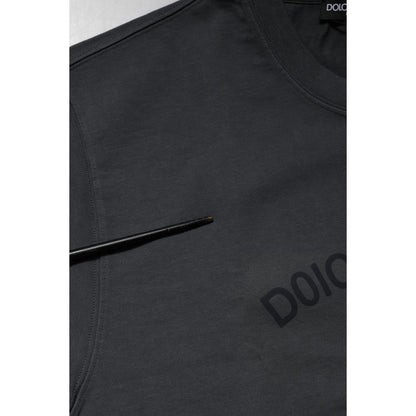 Dolce & Gabbana Gray Logo Graphic Cotton Crew Neck T-shirt