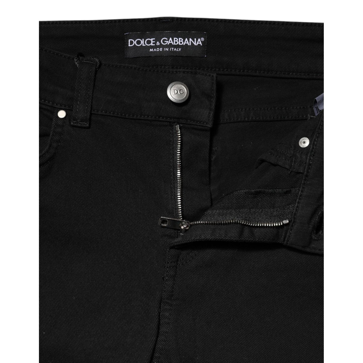 Dolce & Gabbana Black Cotton Skinny Mid Waist Denim Jeans PAN76546-38
