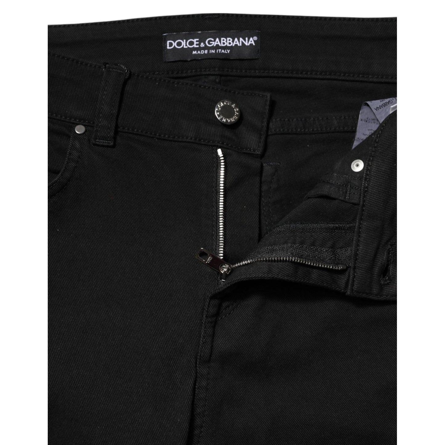 Dolce & Gabbana Black Cotton Skinny Mid Waist Denim Jeans PAN76547-40