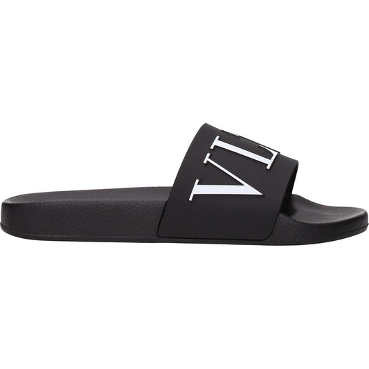 Valentino Garavani Black Rubber Slippers Sandals