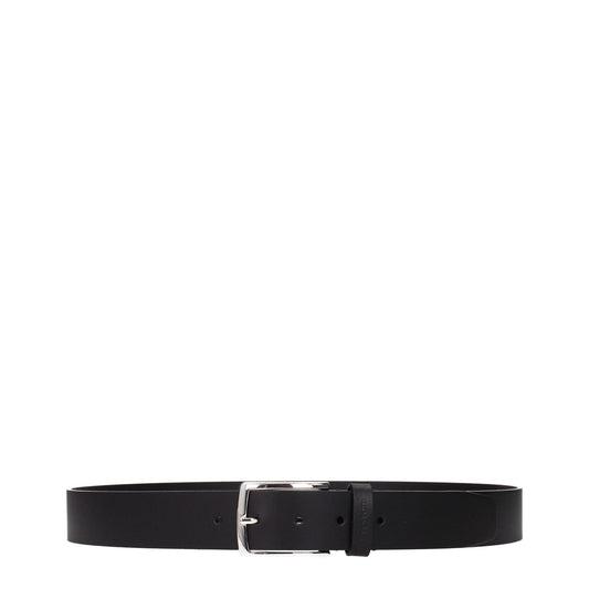 Testoni Black Leather Regular Belts TE-8547194962185-100 CM / 40 INCHES