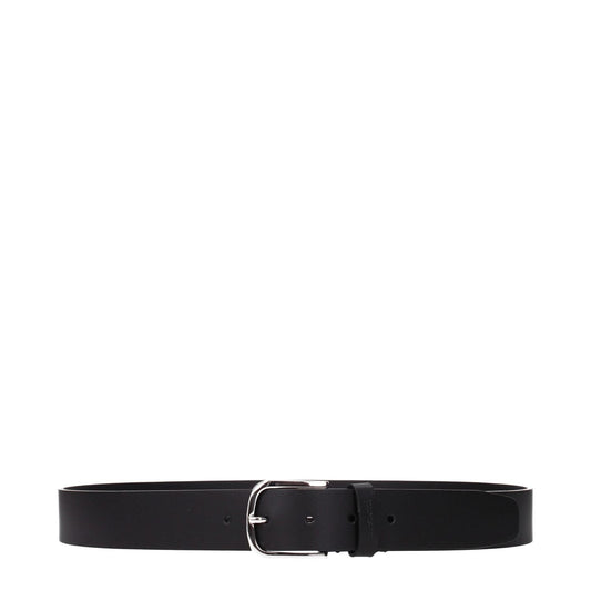 Testoni Black Leather Regular Belts TE-8547195027721-100 CM / 40 INCHES