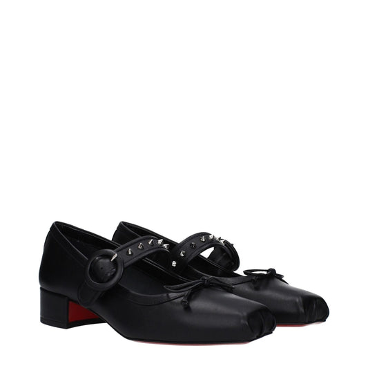 Christian Louboutin Black Leather Ballet Flats LO-9489348067593-EU39/US9