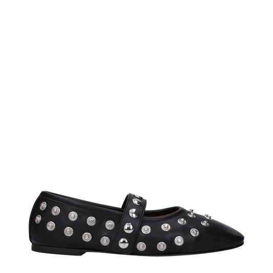 Stella McCartney Black Leather Ballet Flats ST-10027111416073-EU36.5/US6.5
