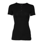 Dolce & Gabbana Black Cotton Henley Short Sleeves Top T-shirt TSH90706-2