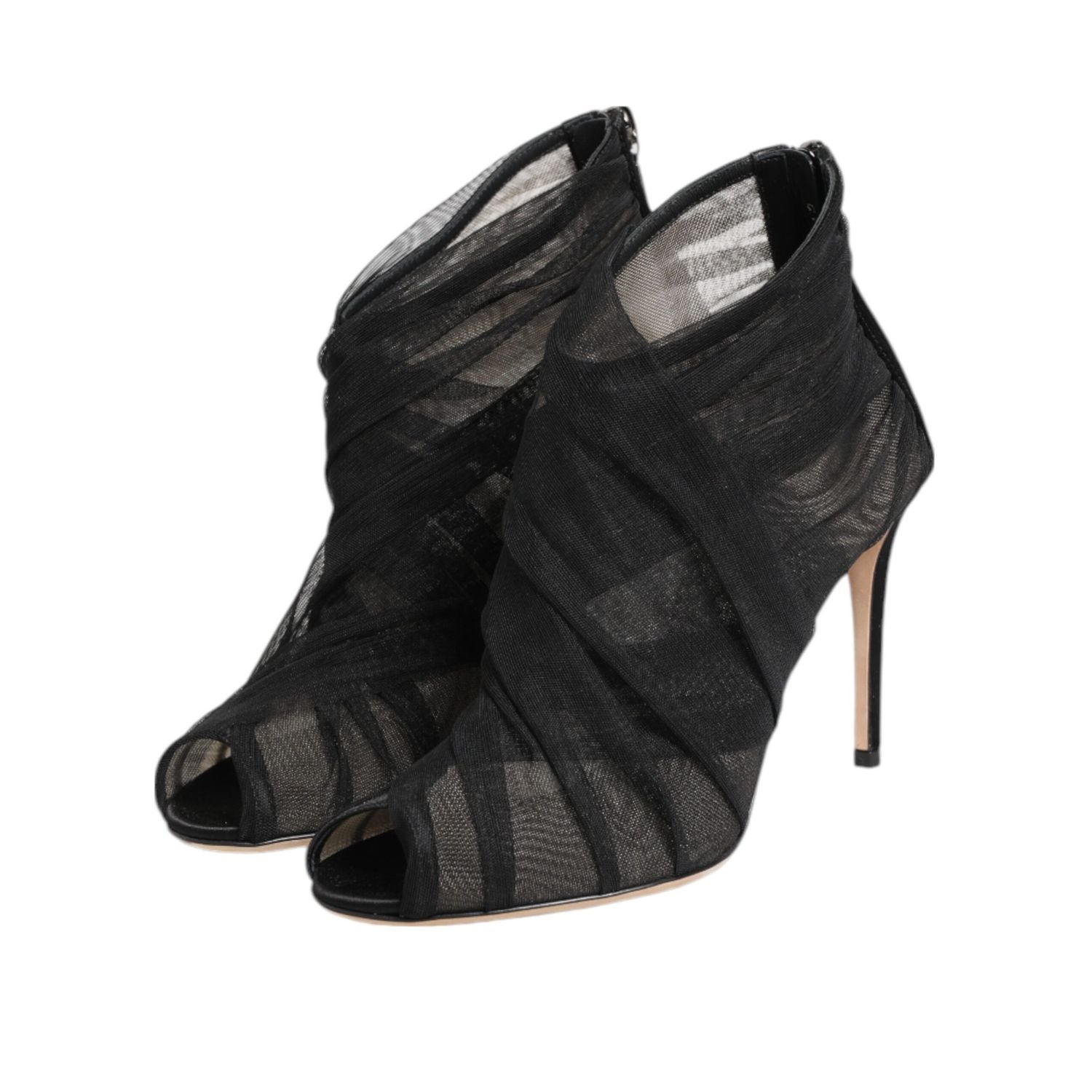 Dolce & Gabbana Black Mesh Stiletto Heels Ankle Boots Shoes