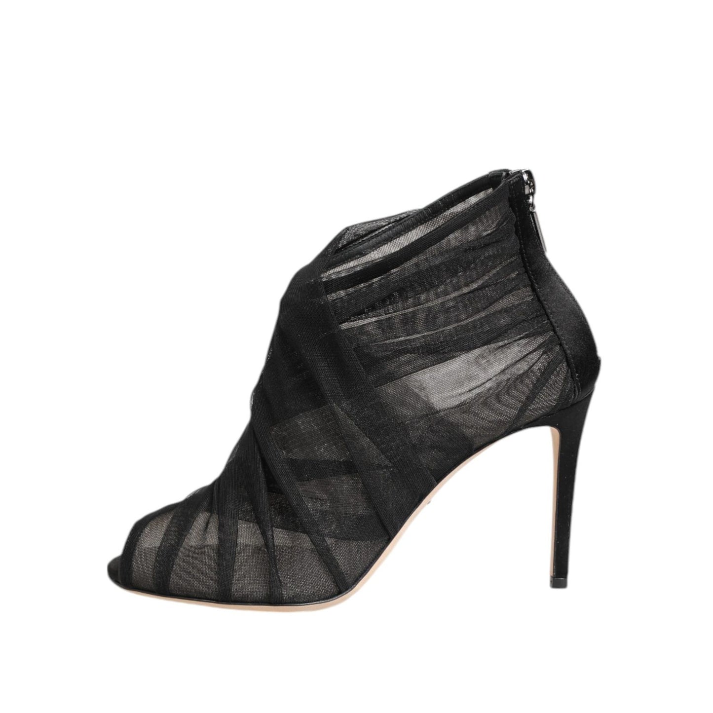 Dolce & Gabbana Black Mesh Stiletto Heels Ankle Boots Shoes
