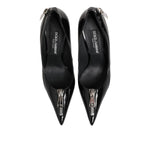 Dolce & Gabbana Black Patent Leather Zipper Heels Pumps Shoes LA12877-39