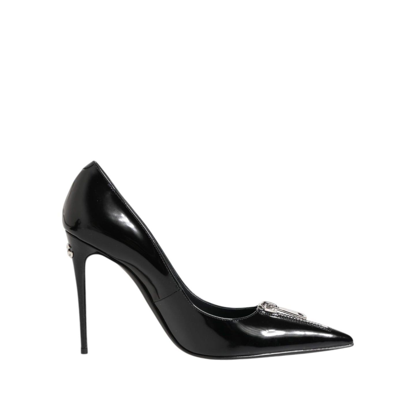 Dolce & Gabbana Black Patent Leather Zipper Heels Pumps Shoes LA12877-39