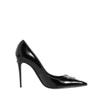 Dolce & Gabbana Black Patent Leather Zipper Heels Pumps Shoes LA12877-39