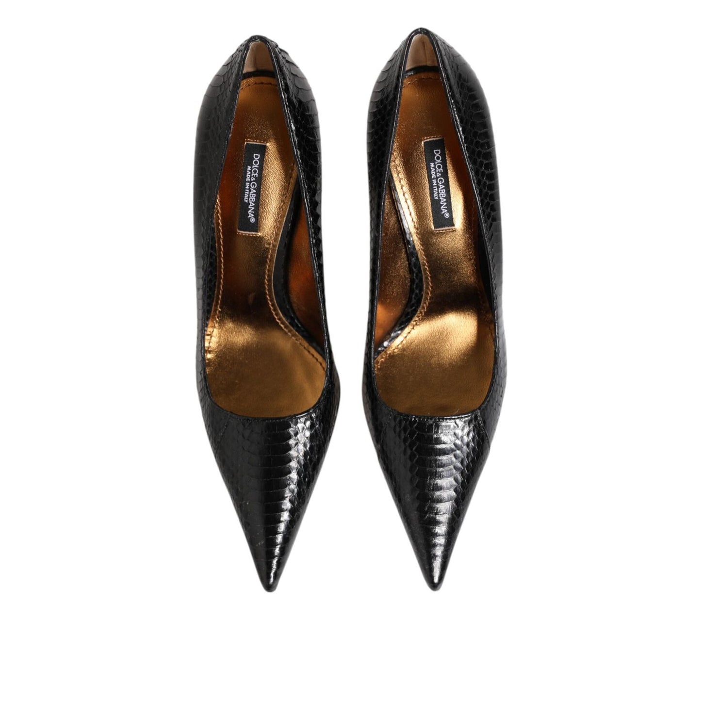 Dolce & Gabbana Black Exotic Leather Stiletto Pumps Shoes LA12896-36.5