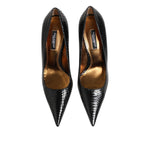 Dolce & Gabbana Black Exotic Leather Stiletto Pumps Shoes LA12896-36.5