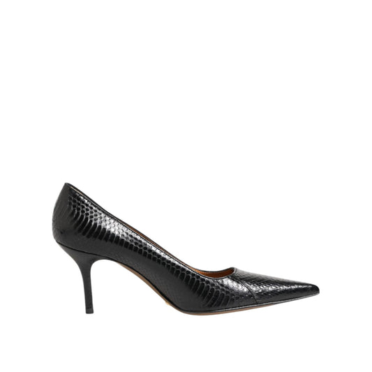 Dolce & Gabbana Black Exotic Leather Stiletto Pumps Shoes LA12896-36.5