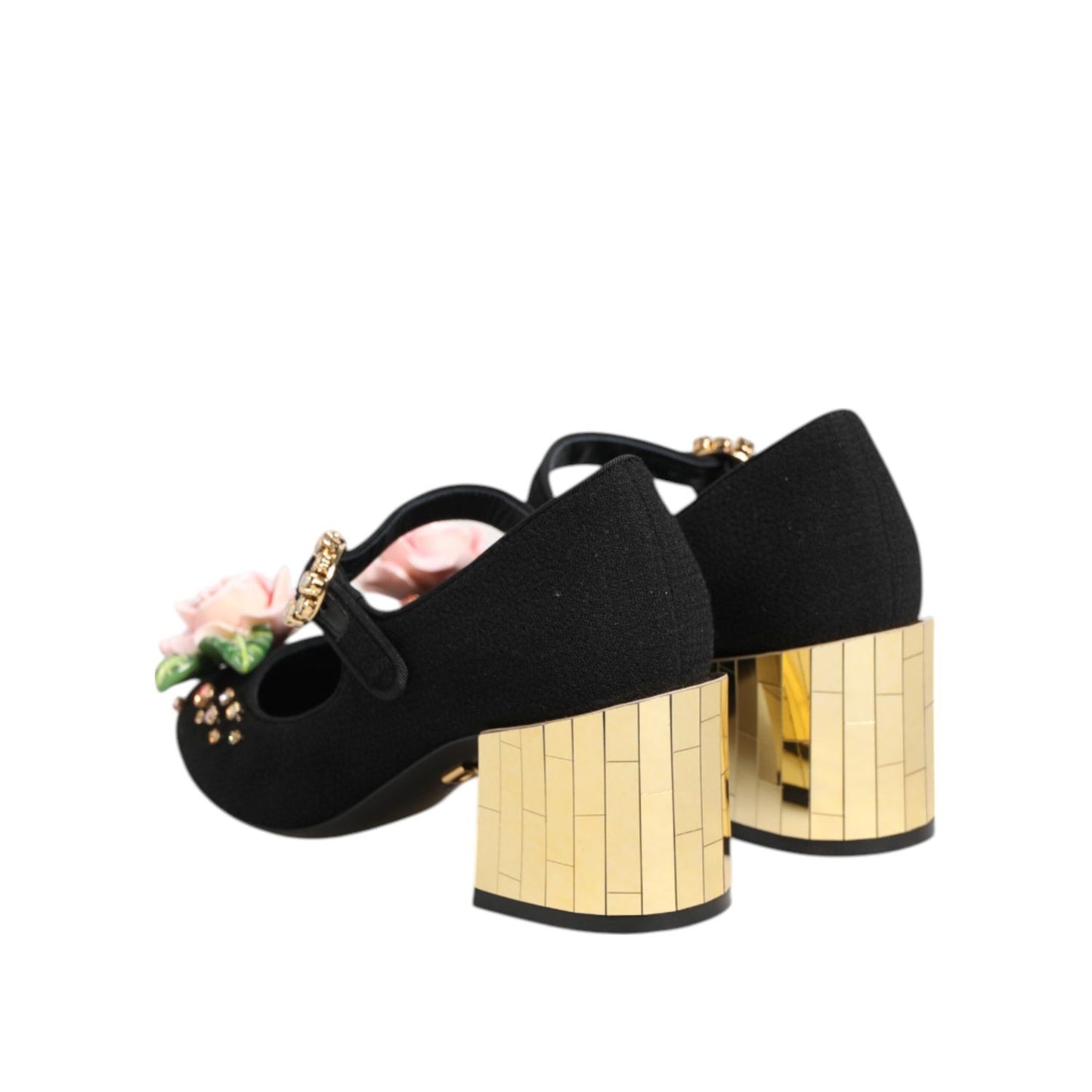 Dolce & Gabbana Black Flower Crystal Embellished Mary Jane Shoes LA12899-35