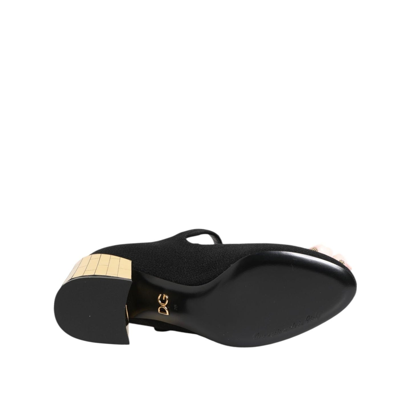 Dolce & Gabbana Black Flower Crystal Embellished Mary Jane Shoes LA12899-35