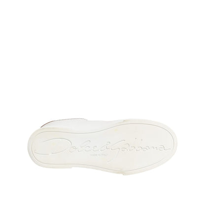 Dolce & Gabbana White Gold Leather Low Top Sneakers Shoes