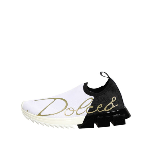 Dolce & Gabbana White Black Low Top Sorrento Sneakers Shoes LA12814-35