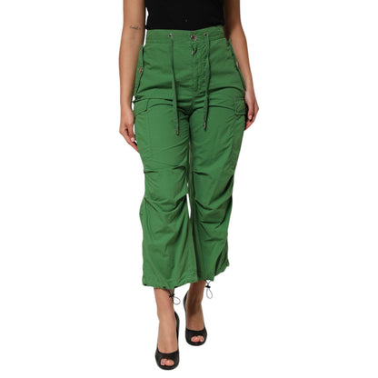 Dolce & Gabbana Green Cotton High Waist Cargo Trouser Pants