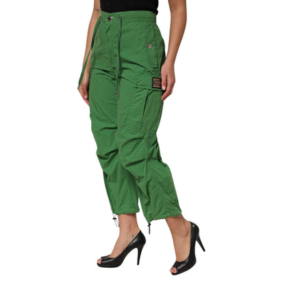 Dolce & Gabbana Green Cotton High Waist Cargo Trouser Pants
