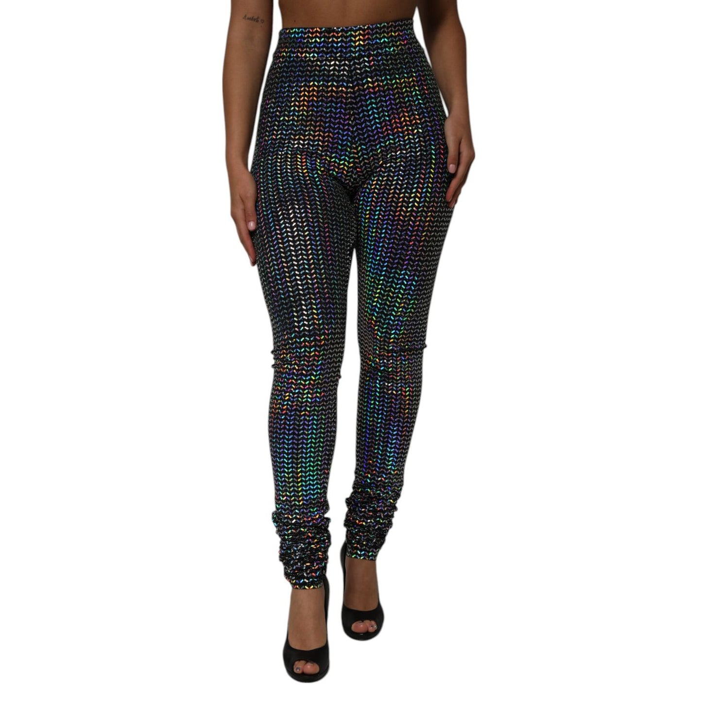 Dolce & Gabbana Multicolor Sequined Leggings Trouser Pants