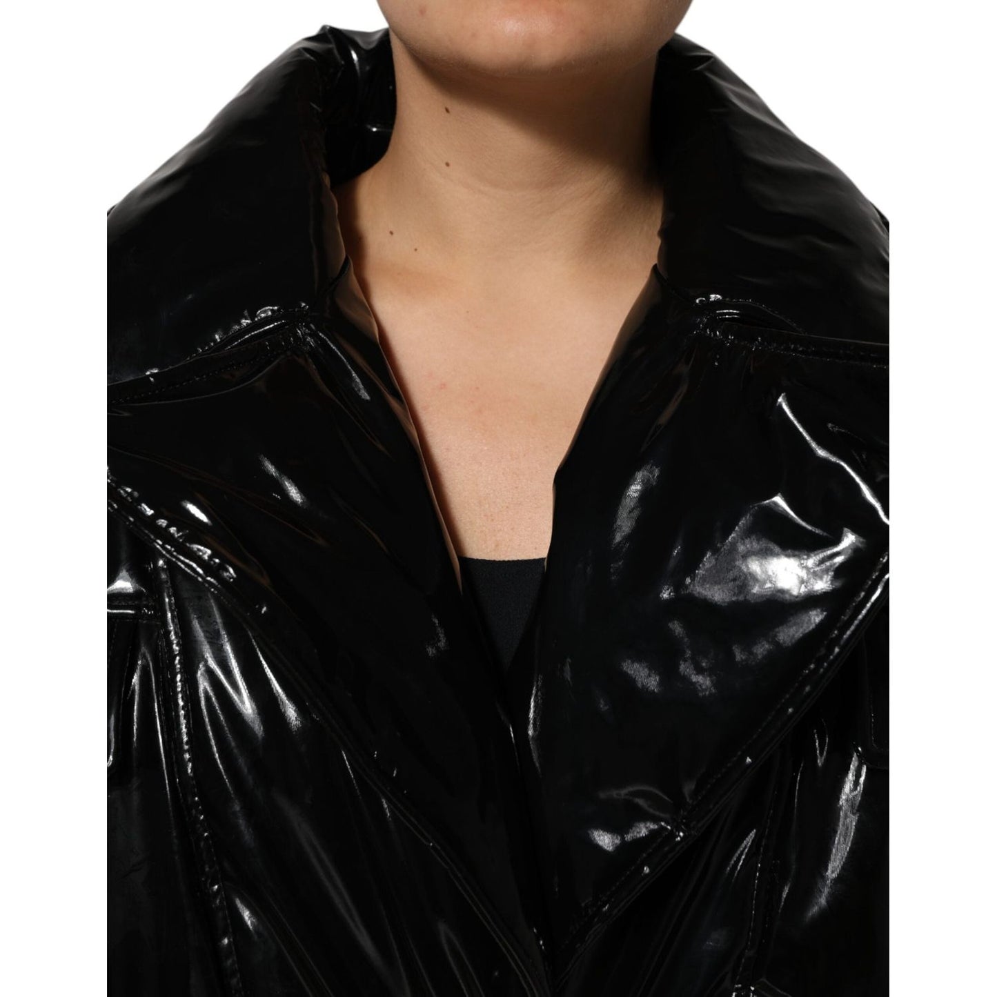 Dolce & Gabbana Black Polyester Quilted Puffer Coat Jacket JKT41568-40