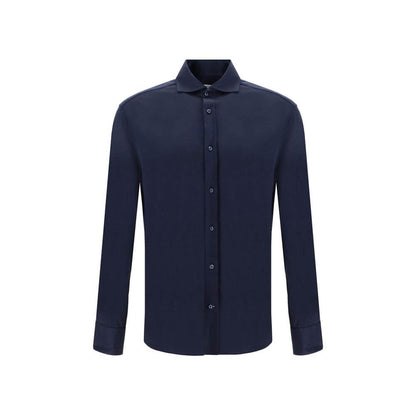 Brunello Cucinelli Blue Silk Shirt