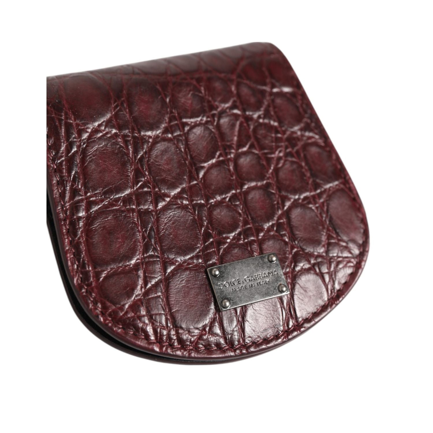 Dolce & Gabbana Burgundy Exotic Skin Coin Condom Case Holder Pocket Wallet