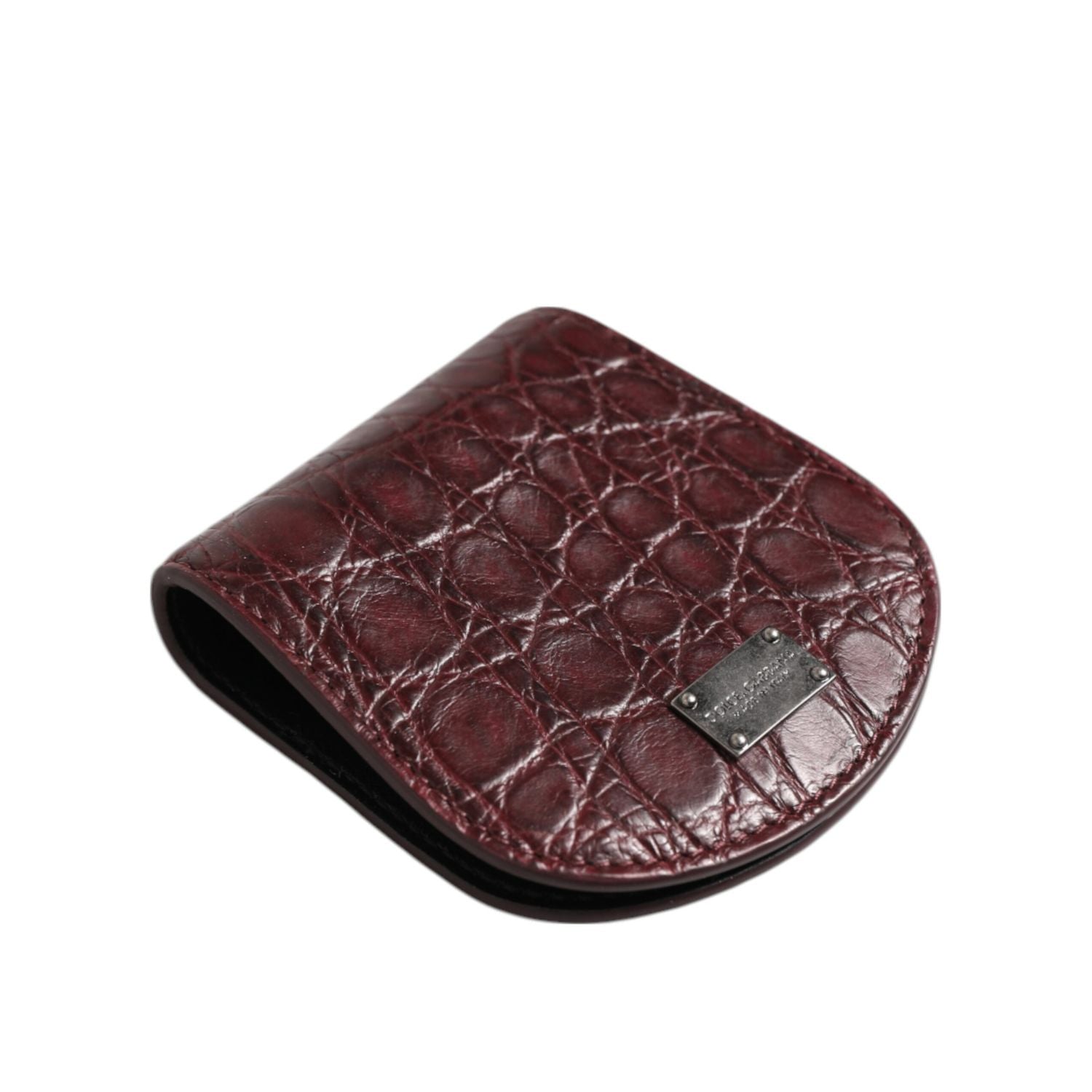Dolce & Gabbana Burgundy Exotic Skin Coin Condom Case Holder Pocket Wallet