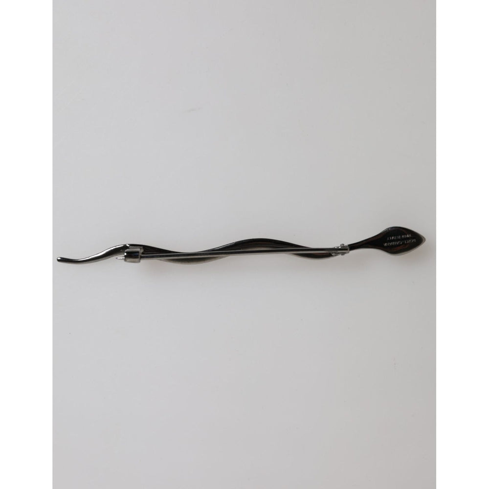 Dolce & Gabbana Black Brass Crystal Spilla Serpente Mens Brooch Pin SMY10790