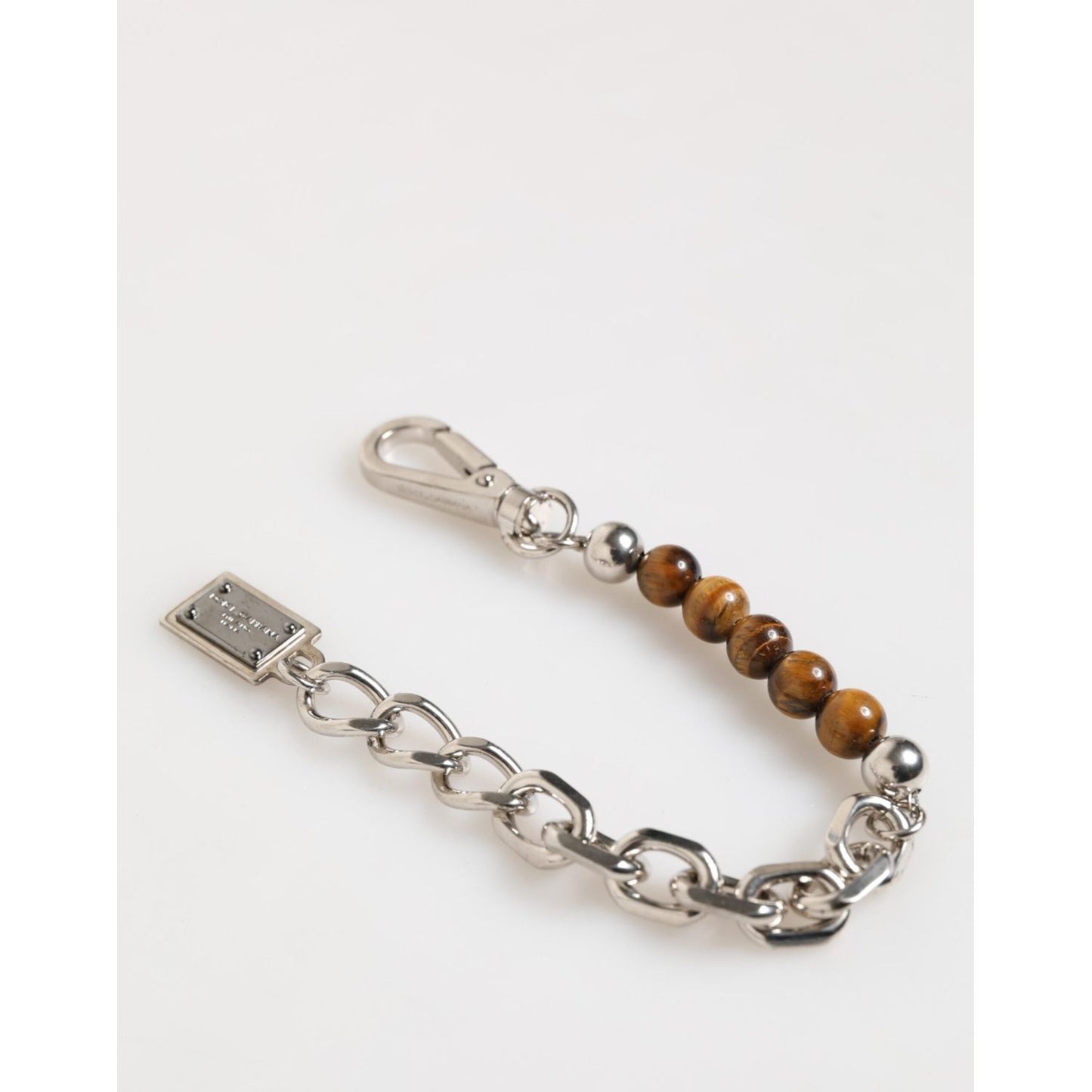 Dolce & Gabbana Silver Chain Brass Beaded Lobster Clasp Logo Men Bracelet SMY11079