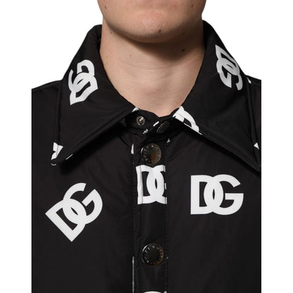 Dolce & Gabbana Black DG Monogram Nylon Windbreaker Jacket