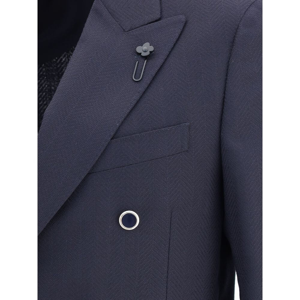 Lardini Blue Fleece Wool Blazer