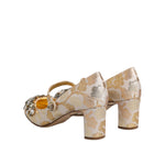 Dolce & Gabbana Gold Jacquard Crystal Mary Janes Pumps Shoes LA12908-38