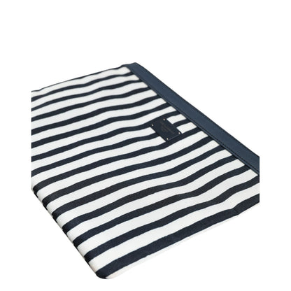 Dolce & Gabbana Black White Striped Logo Plaque Clutch Borse Pouch Bag