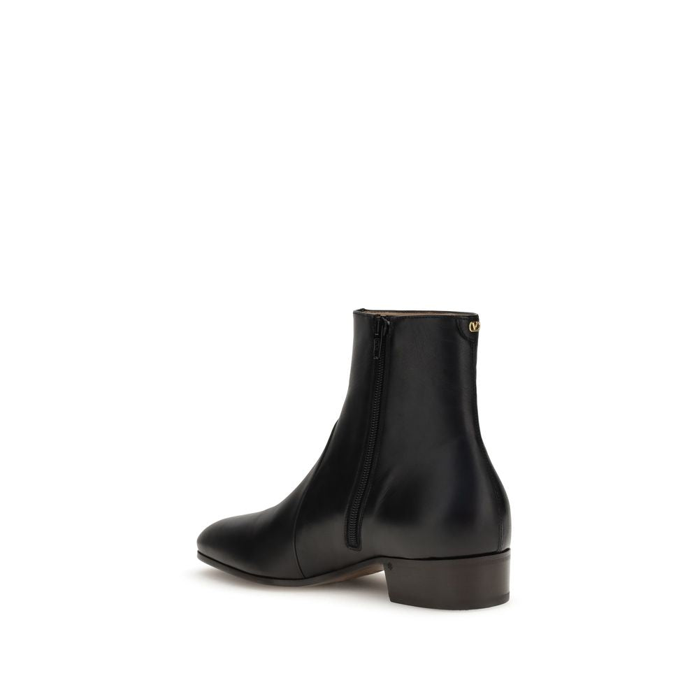 Valentino Garavani Black Goatskin Ankle Boots