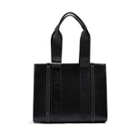 Chloé Black Woody Embroidered Logo Leather Medium Tote Bag CHL-240725
